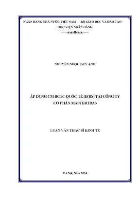 Luận văn thạc sĩ kế toán áp dụng cm bctc quốc tế ifrs tại công ty cổ phần mastertran