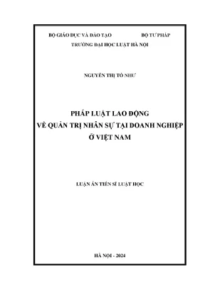 Luận án tiến sĩ pháp luật lao động về quản trị nhân sự tại doanh nghiệp ở việt nam