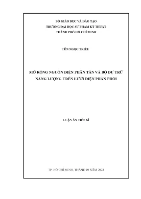 Luận án tiến sĩ kỹ thuật điện mở rộng nguồn điện phân tán và bộ dự trữ năng lượng trên lưới điện phân phối
