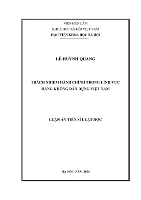 Luận án tiến sĩ trách nhiệm hành chính trong lĩnh vực hàng không dân dụng việt nam