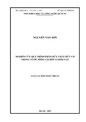 Luận án tiến sĩ nghiên cứu quá trình phân hủy chất hữu cơ trong nước sông cái bởi vi sinh vật