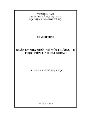 Luận án tiến sĩ quản lý nhà nước về môi trường từ thực tiễn tỉnh hải dương