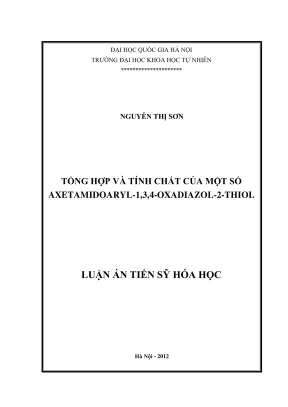 Luận án tiến sĩ hóag học tổng hợp và tính chất của một số axetamidoaryl1 3 4oxadiazol2thiol