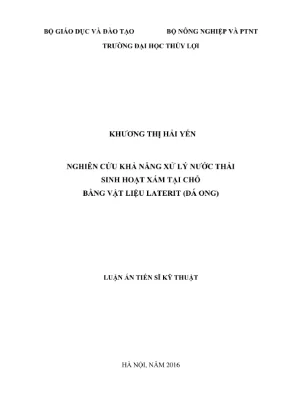 Luận án tiến sĩ kỹ thuật tài nguyên nước nghiên cứu khả năng xử lý nước thải sinh hoạt xám tại chỗ bằng vật liệu laterit đá ong
