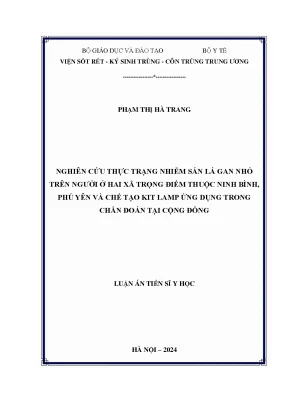 Luận án tiến sĩ nghiên cứu thực trạng nhiễm sán lá gan nhỏ trên người ở hai xã trọng điểm thuộc ninh bình phú yên và chế tạo kit lamp ứng dụng trong chẩn đoán tại cộng đồng