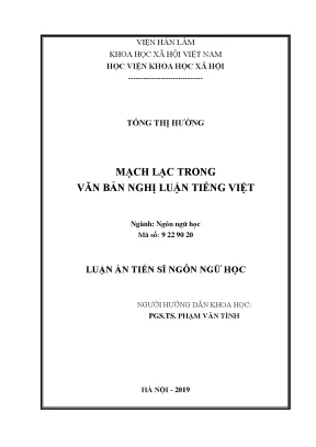 Luận án tiến sĩ ngôn ngữ học mạch lạc trong văn bản nghị luận tiếng việt