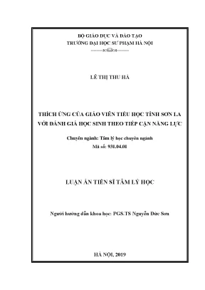 Luận án tiến sĩ tâm lý học thích ứng của giáo viên tiểu học tỉnh sơn la với đánh giá học sinh theo tiếp cận năng lực