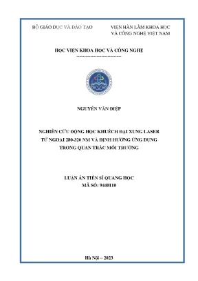 Luận án tiến sĩ nghiên cứu động học khuếch đại xung laser tử ngoại 280 320 nm và định hướng dụng trong quan trắc môi trường