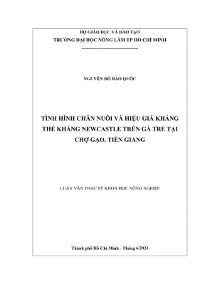 Luận văn thạc sĩ thú y tình hình chăn nuôi và hiệu giá kháng thể kháng newcastle trên gà tre tại chợ gạo tiền giang