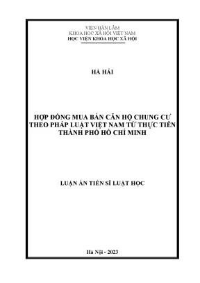 Luận án tiến sĩ hợp đồng mua bán căn hộ chung cư theo pháp luật việt nam từ thực tiễn thành phố hồ chí minh