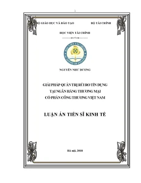 Luận án tiến sĩ kinh tế giải pháp quản trị rủi ro tín dụng tại ngân hàng thương mại cổ phần công thương việt nam