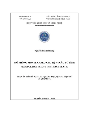 Luận án tiến sĩ mô phỏng monte carlo cho hệ vi cầu từ tính fe3o4polyglycidyl methacrylate