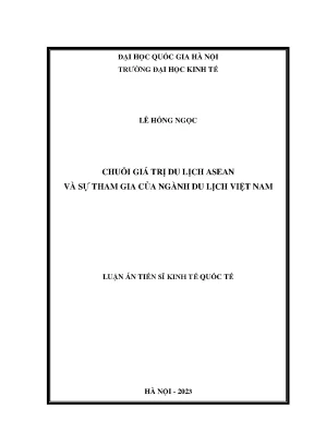 Luận án tiến sĩ chuỗi giá trị du lịch asean và sự tham gia của ngành du lịch việt nam