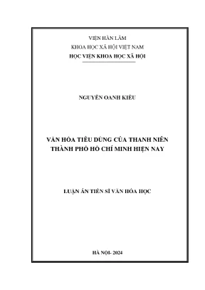 Luận án tiến sĩ văn hóa tiêu dùng của thanh niên thành phố hồ chí minh hiện nay