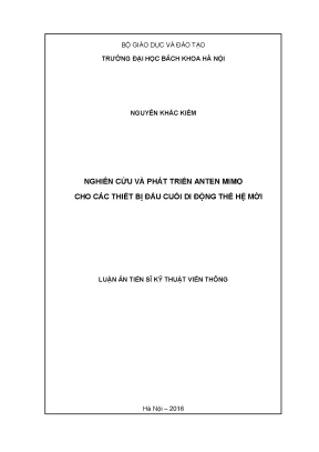Luận án tiến sĩ kỹ thuật viễn thông nghiên cứu và phát triển anten mimo cho các thiết bị đầu cuối di động thế hệ mới