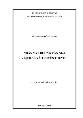 Luận án tiến sĩ văn học dân gian nhân vật dương vân nga lịch sử và truyền thuyết