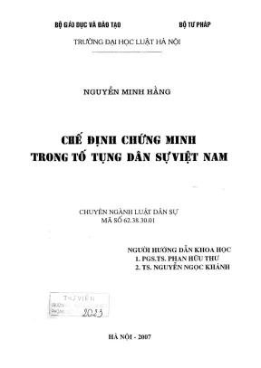 Luận án tiến sĩ luật học chế định chứng minh trong tố tụng dân sự việt nam