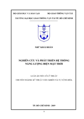 Luận án tiến sĩ kỹ thuật nghiên cứu và phát triển hệ thống năng lượng điện mặt trời