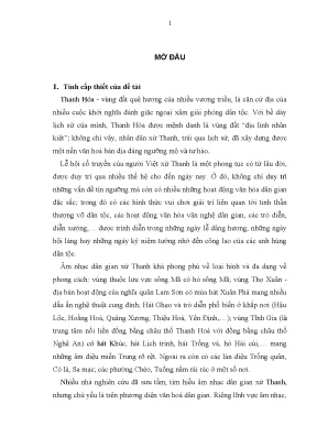 Luận án tiến sĩ âm nhạc học âm nhạc trong lễ hội truyền thống của người việt xứ thanh