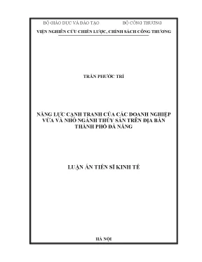 Luận án tiến sĩ năng lực cạnh tranh của các doanh nghiệp vừa và nhỏ ngành thủy sản trên địa bàn thành phố đà nẵng 1