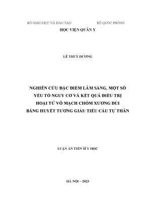 Luận án tiến sĩ y học nghiên cứu đặc điểm lâm sàng một số yếu tố nguy cơ và kết quả điều trị hoại tử vô mạch chỏm xương đùi bằng huyết tương giàu tiểu cầu tự thân