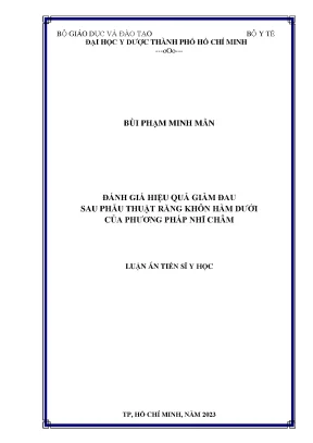 Luận án đánh giá hiệu quả giảm đau sau phẫu thuật răng khôn hàm dưới của phương pháp nhĩ châm