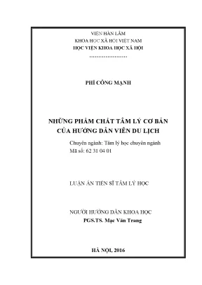 Luận án tiến sĩ tâm lý học những phẩm chất tâm lý cơ bản của hướng dẫn viên du lịch