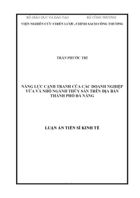 Luận án tiến sĩ kinh tế năng lực cạnh tranh của các doanh nghiệp vừa và nhỏ ngành thủy sản trên địa bàn thành phố đà nẵng