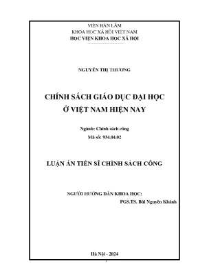 Luận án tiến sĩ chính sách công chính sách giáo dục đại học ở việt nam hiện nay