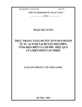 Luận án tiến sĩ y tế công cộng thực trạng tăng huyết áp ở người dân từ 45 64 tuổi tại huyện điện biên tỉnh điện biên và chi phí hiệu quả của biện pháp can thiệp