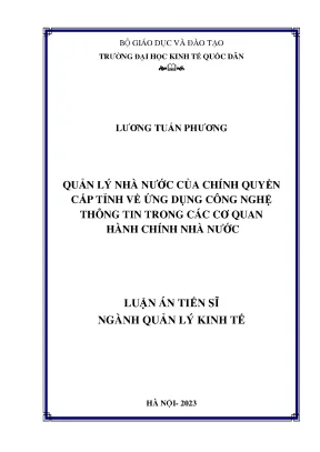Luận án tiến sĩ quản lý kinh tế quản lý nhà nước của chính quyền cấp tỉnh về ứng dụng công nghệ thông tin trong các cơ quan hành chính nhà nước