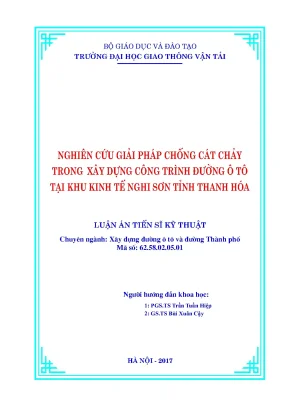 Luận án tiến sĩ kỹ thuật nghiên cứu giải pháp chống cát chảy trong xây dựng công trình đường ô tô tại khu kinh tế nghi sơn tỉnh thanh hóa