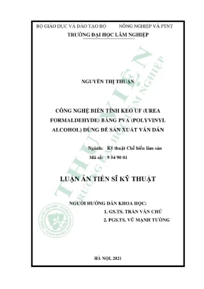 Luận án tiến sĩ kĩ thuật công nghệ biến tính keo uf urea fomandehyde bằng pva polyvinyl dùng để sản xuất ván dán