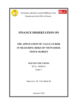 Luận văn thạc sĩ kinh tế the application of valueatrisk in measuring risks of vietnamese stock market