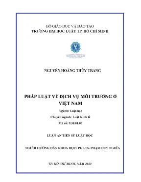 Luận án tiến sĩ luật học pháp luật về dịch vụ môi trường ở việt nam