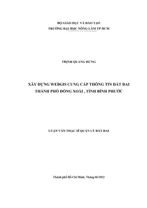 Luận văn thạc sĩ quản lý đất đai xây dựng webgis cung cấp thông tin đất đai thành phố đồng xoài tỉnh bình phước