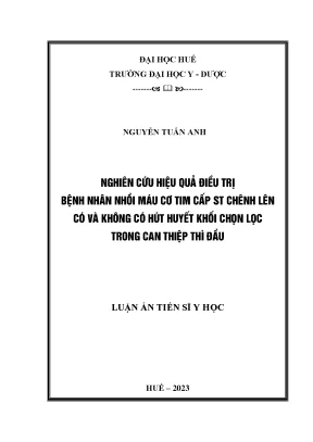Luận án tiến sĩ nghiên cứu hiệu quả điều trị bệnh nhân nhồi máu cơ tim cấp st chênh lên có và không có hút huyết khối chọn lọc trong can thiệp thì đầu