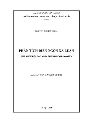 Luận án tiến sĩ ngôn ngữ học phân tích diễn ngôn xã luận trên ngữ liệu báo nhân dân giai đoạn 1964 1975