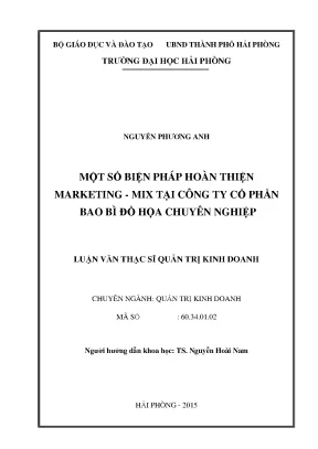 Luận văn thạc sĩ quản trị kinh doanh một số biện pháp hoàn thiện marketing mix tại công ty cổ phần bao bì đồ họa chuyên nghiệp