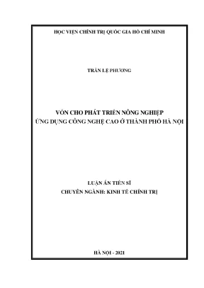 Luận án vốn cho phát triển nông nghiệp ứng dụng công nghệ cao ở thành phố hà nội trần lệ phương