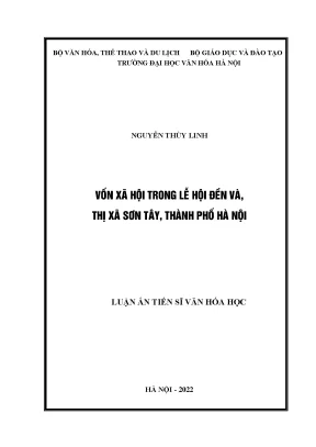 Luận án tiến sĩ vốn xã hội trong lễ hội đền và thị xã sơn tây thành phố hà nội