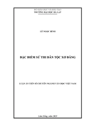 Luận án tiến sĩ đặc điểm sử thi dân tộc xơ đăng