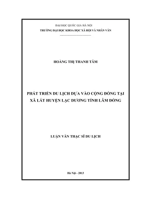 Luận văn thạc sĩ du lịch phát triển du lịch dựa vào cộng đồng tại xã lát huyện lạc dương tỉnh lâm đồng
