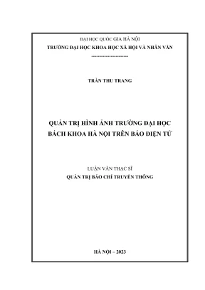 Luận văn thạc sĩ quản trị báo chí truyền thông quản trị hình ảnh trường đại học bách khoa hà nội trên báo điện tử