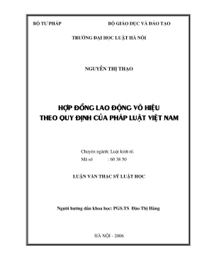 Luận văn thạc sĩ luật học hợp đồng lao động vô hiệu theo pháp luật việt nam