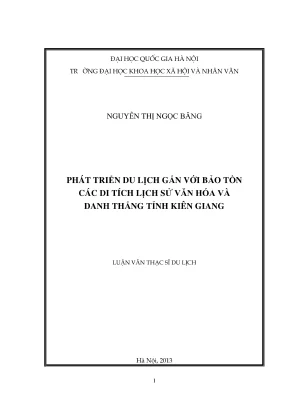 Luận văn thạc sĩ du lịch phát triển du lịch gắn với bảo tồn các di tích lịch sử văn hóa và danh thắng tỉnh kiên giang