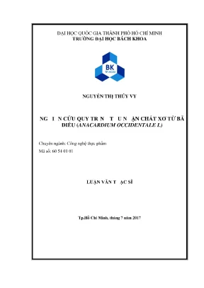 Luận văn thạc sĩ công nghệ thực phẩm nghiên cứu quy trình thu nhận chất xơ từ bã điều anacardium occidentale l