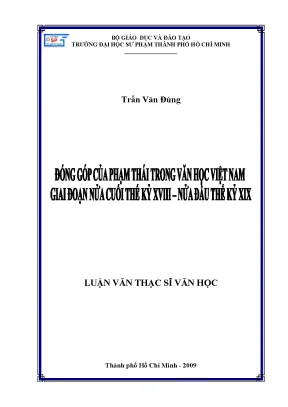 Luận văn thạc sĩ văn học đóng góp của phạm thái trong văn học việt nam giai đoạn nửa cuối thế kỷ xviii nửa đầu thế kỷ xix
