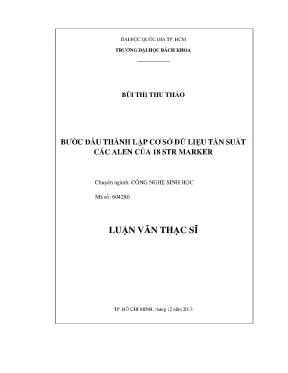 Luận văn thạc sĩ công nghệ sinh học bước đầu thành lập cơ sở dữ liệu tần suất các alen của 18 str marker