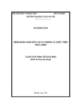 Luận văn thạc sĩ luật học bình đẳng giới giữa vợ và chồng và thực tiễn thực hiện